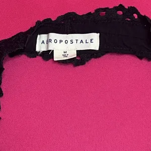 Aeropostale Black Floral Lace Halter Bralette Crop Top Scalloped Trim Medium thumbnail 3