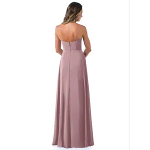 Azazie NWT EMERALD A-Line Pleated Chiffon Floor-Length Dress Dusty Rose SIZE A2 thumbnail 3