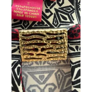 Sunny Leigh Red Black Medallion Print Shift Dress Gold Hardware 3/4 Sleeve Small thumbnail 5