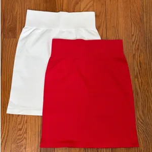 OQQ‎ Womens 2 Piece Ribbed Mini Skirt Set High Waist Stretchy Red White Small thumbnail 1