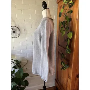 Cotton Rolled Neck And Sleeves Sweater Grey thumbnail 4