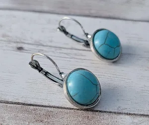 Turquoise Tone & Silver Tone Dangle Earrings for Pierced Ears thumbnail 4