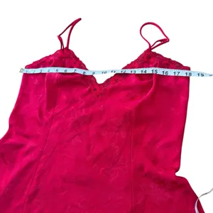 Victoria's Secret Vintage Red Jacquard Lace Trim‎ Chemise Nightgown Medium thumbnail 7