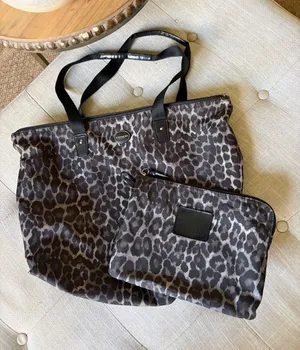 Coach Cheetah Ocelot Print Nylon Tote Small & Matching Pouch Wallet Rare thumbnail 1