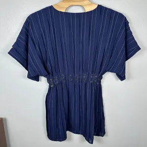 Tularosa Sienna Mini Dress Blue Pinstriped Size XL Slouchy Oversized Punk‎ Rock thumbnail 4