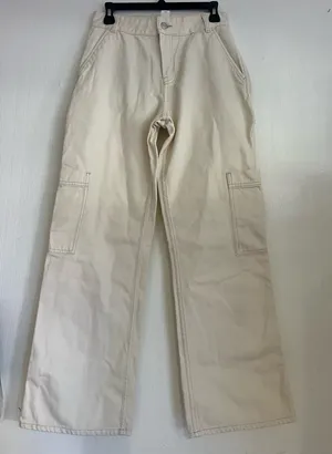 H&M Women's Cream Wide Leg Jeans thumbnail 1