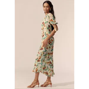 By Anthropologie Short-Sleeve V-Neck Slip Midi Dress-NWT thumbnail 2