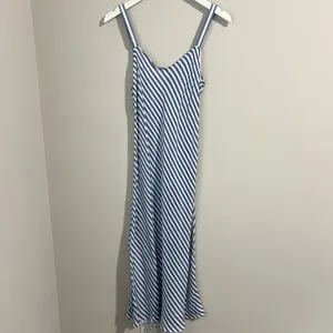 J. Crew Gwyneth Slip Midi Dress Women's 2 Cupro Blend Blue White Striped V-Neck thumbnail 3