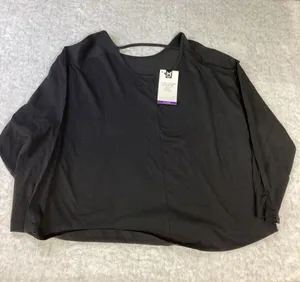 Members Mark Womens Long Sleeve Active Tee Black XXL Keyhole‎ Back SW3203 NWT thumbnail 1