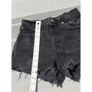 Levis Premium 501 Original Shorts Black Distressed Cutoff‎ Button Fly Womens 27 thumbnail 7