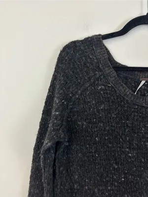 Free People Charcoal Nubby Knit Women's Sweater V-Neck Size Small Women's thumbnail 2