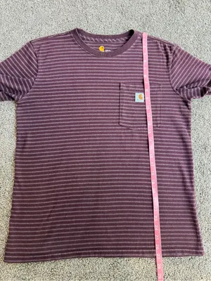 Carhartt Women’s Original Fit Striped Pocket T Shirt Burgundy M 8-10 thumbnail 5