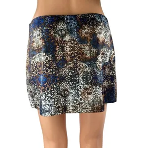 Tiger Mist Multicolor Damask Print Side Zip Slit Straight Mini Skirt Size S thumbnail 3