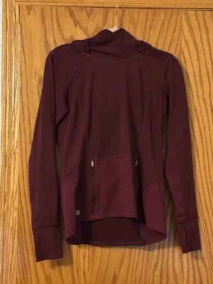 Athleta Women's Tech Hoodie -Maroon Hooded Pullover Top - Size S/M (estimated) thumbnail 2