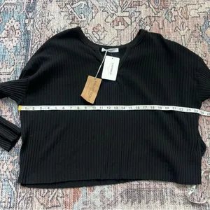 Project Social T NWT Getaway Notch Neck Sweater Ribbed Pullover Black Size Small thumbnail 12