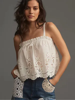 Anthropologie Maeve Eyelet-Border Tank Top thumbnail 1