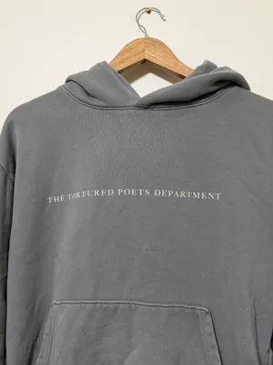 Taylor Swift The Tortured Poets Department Gray Hoodie Size Medium thumbnail 4