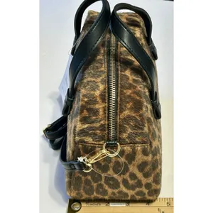 NWT Time and Tru Women Mini Satchel Crossbody Bag Faux Fur Leopard Print Boxy thumbnail 9
