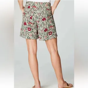 J. Jill Womens Floral Print Rayon Drawstring‎ Shorts Cream Red Teal Size M thumbnail 10