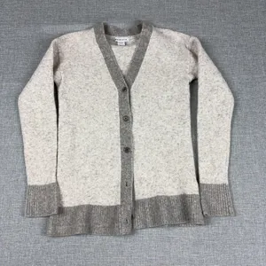 Athleta Cardigan Womens XS Petite Beige Wool Blend Westlake V Neck Button‎ Rib thumbnail 1
