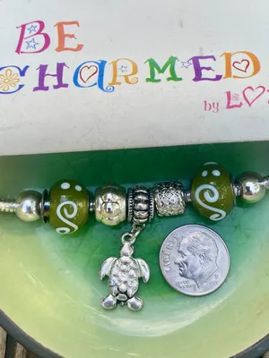 Be Charmed Olive Green Turtle Charm Bracelet thumbnail 2