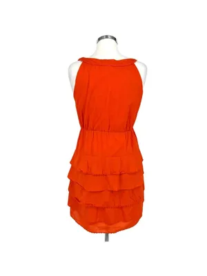 Maeve Anthropologie Y2K Terrasina Tiered Ruffle Mini Dress Orange Size XS thumbnail 7