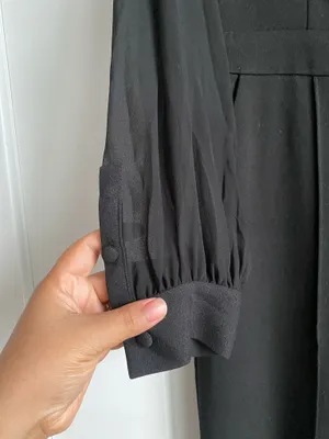 WHBM WHITE HOUSE BLACK MARKET Long Sleeve Sheer Sleeve Jumpsuit NWT SZ 8 thumbnail 5