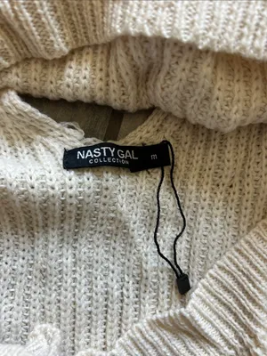 Nasty Gal Cream Waffle Knit Crewneck Sweater thumbnail 3