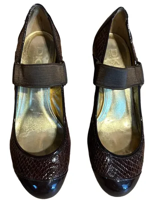 Dkny Brown Patent Leather Snakeskin-Embossed Mary Jane Shoes (5.5) thumbnail 6
