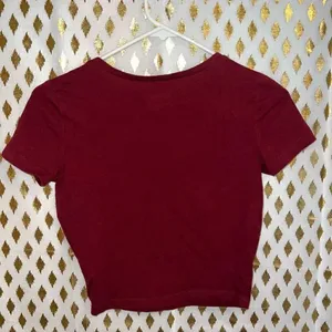 Wild Fable V-Neck Short Sleeve Cropped Tee crop top Tshirt Dark Red Burgundy siz thumbnail 3
