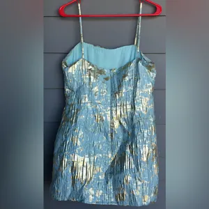 Lulu's Blue and Gold Mini Dress Size M thumbnail 3