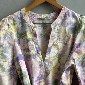 Tart Collections Lorrie Pastel Purple Floral Print Belted Tunic Dress Size Small thumbnail 5
