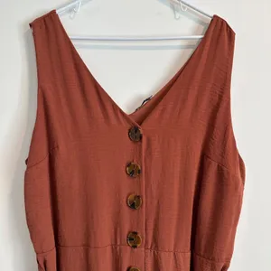 DEX Button Down Sleeveless Wide Leg Jumpsuit Women's 2X Rust Brown V-Neck Belted thumbnail 2