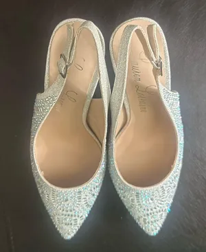 Lauren Lorraine Rachel Silver Shimmer Pointed Toe Embellished Slingback Pumps thumbnail 12