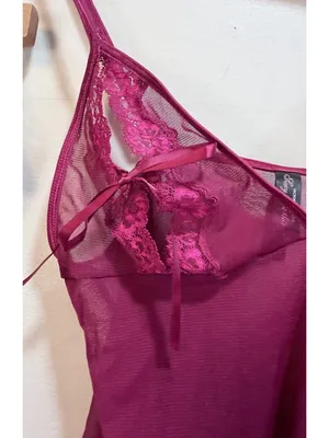 Victorias Secret Sexy Little Things Sheer Mesh Lace Cami Magenta VTG L thumbnail 5