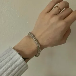 Tennis Bracelet Vintage “Renata” Rhinestone Silver Tone Tennis Prep Chic Elegant thumbnail 1