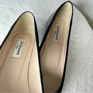 NWOB L.K. Bennett London Black Patent Leather Velvet Pointed Toe Loafers thumbnail 8