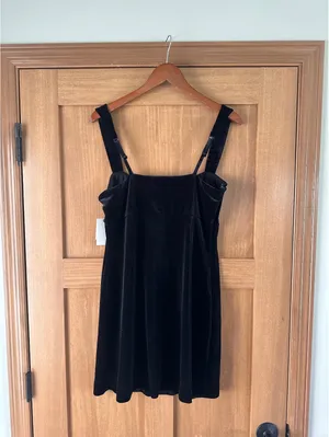 NWT Good American Black Velvet Mini Dress Women’s size XL thumbnail 6