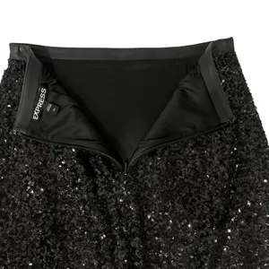 Express Vintage Black Sequin Pencil Skirt Midi Sz 00 Cocktail Festive Holiday thumbnail 7