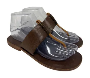 Akis Brown Genuine Leather Thong Sandals 8 Minimalist Classic thumbnail 1