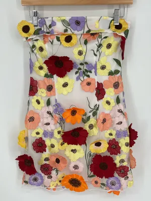 Lucy in the Sky Embroidered Colorful Flower Mesh Dress Women’s Size Small thumbnail 1