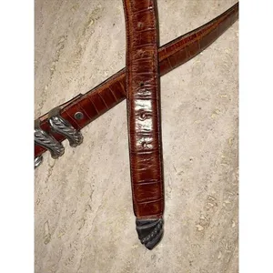 Onyx belt Womens South Western Brown Croco Embossed Leather‎ Belt 28 thumbnail 3