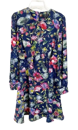 J Crew Long Sleeve‎ Flouncy Hem Dress Painted Floral Size 00 thumbnail 1