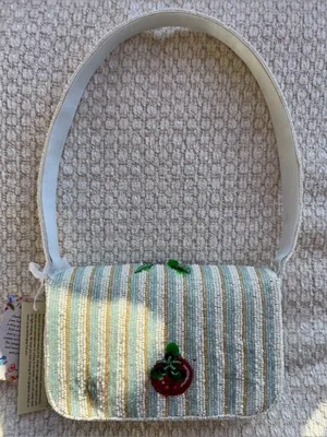 Handcrafted in India Striped Tomato Beaded Shoulder Bag VIRAL NWT thumbnail 3