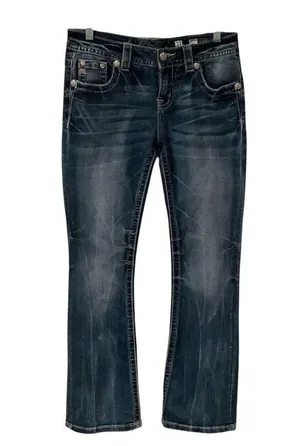 Miss Me Dark Blue Embellished Jeans WORN ONCE Size 27”x31” thumbnail 1