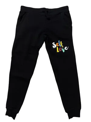 Black 'Self Love' Graphic Girls' Jogger Pants thumbnail 1