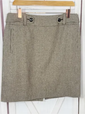 Banana Republic Houndstooth Wool Blend Pencil Skirt Brown Cream 6 Preppy Office thumbnail 7
