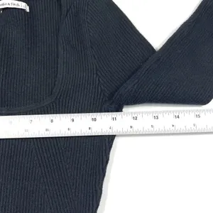 Abercrombie & Fitch Black Ribbed Square Neck Long Sleeve Bodysuit Small EUC thumbnail 7