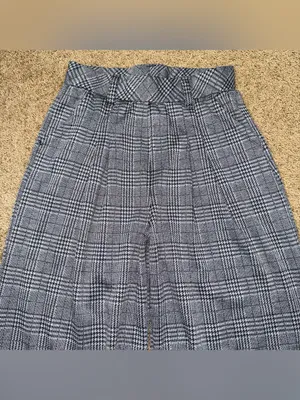 Halara High Rise Pocket Wide Leg Baggy Houndstooth Plaid Casual Pants Academia S thumbnail 3