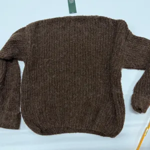Wild Fable Womens Brown Crewneck Fuzzy Ribbed Knit Sweater Size S thumbnail 2
